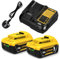 Goodexo 2X DCB184 for dewalt Battery 18V 5.0Ah DCB184 + for Dewalt charger 18V 3A Compatible for dewalt DCB201 DCB200 DCB204 with LED Indicator