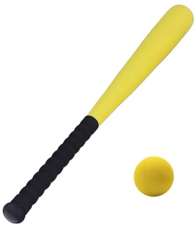 GIWFBQTR Baseballschläger Ball Set 64cm Lustige Spiele Kinderbaseballschläger für Erwachsene und Kinder Leichter Baseballschläger mit Trainingsball Gelb