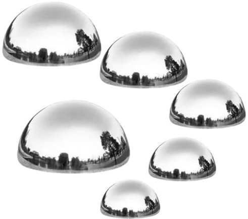 YARNOW Garden Gazing Balls Set of 6 Outdoor Reflective Mirror Spheres Hollow Hemisphere Ornaments for Lawn Decor 5.91In Diameter Stainless Steel Mirror Surface Balls