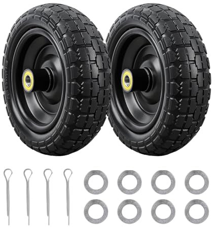 [Lot de 2] 13 Pneus Anti-crevaison, Pneus Pleins 4.00-6 Alésage d'essieu de 5/8 Pouce, Pneus Larges de 3,2 Pouces, Pneuss en Caoutchouc Plein pour Brouettes, Chariots de Jardin et Chariots Gorilla
