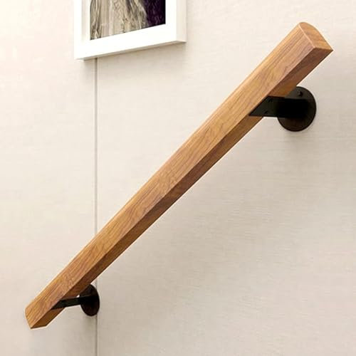 Scala in legno con staffe da parete, antiscivolo, per interni, perfetta per anziani e bambini, ideale per installazione in corridoio o soppalco (100 cm)