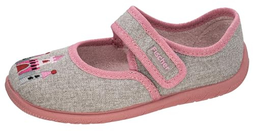 Fischer Kinder Hausschuh Mädchen Klett Ballerina mit süßer Stickerei Melly
