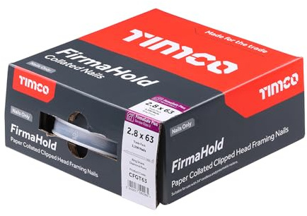 Firmahold Gun Nails Without Gas Framing fit Paslode IM350 + 50mm 63mm 75mm 90mm (Galvanised, 2.8x63-3300pcs)