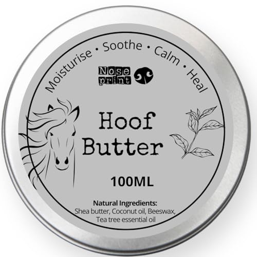 Beurre pour Sabots Cheval 100ml, Hydratant Naturel avec Beurre de Karité, Huile de Coco et Cire d'abeille, Nourrit et Protège Les Sabots Secs