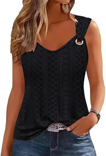 Tanmolo Tank Top Damen Tops Sommer Oberteile Trägershirt | Ärmelloses Blusentop, Spaghettiträger, Jacquard-Mesh, Luftiges Sommertop, Freizeitshirt