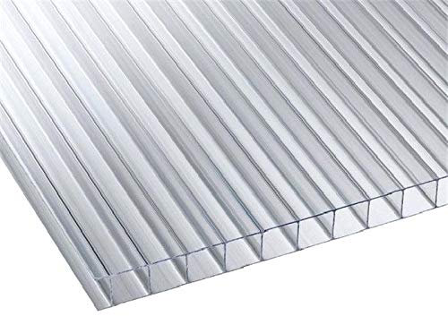 Exolon - Lámina de policarbonato alveolar de 2100 x 1000 mm, grosor de 4 mm, 2 paredes transparentes