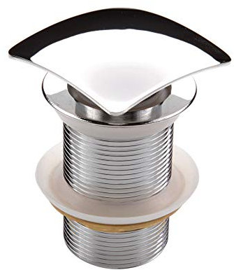 Hochwertige Click Clack Universal Ablaufgarnitur Chrom Eckig aus Messing mit Pop Up Ventil ohne Überlauf für Waschbecken/Waschtisch 1 1/4 Siphon Syphon Anschluss