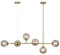 KCO Lighting Lámpara colgante de globo moderna de mediados de siglo, 6 luces, lámpara de araña Sputnik rectangular vintage para isla de cocina