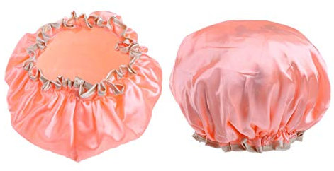 Tenlacum Satin Shower Caps, 2 Pack, Extra Large and Elastic - (Orange)