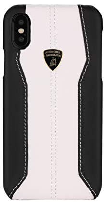 Lamborghini Backcover Hülle D1 Serie Apple iPhone XR Weiß - Genuine Leather - Echtes Leder