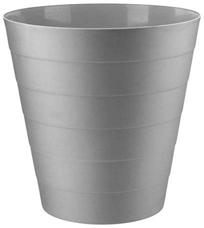 Home+ Plastic Waste Paper Bin Basket 6L Waste Rubbish Trash Can Round Kitchen Bathroom Bedroom Office Garbage Dustbin, 6 Litre (Grey)