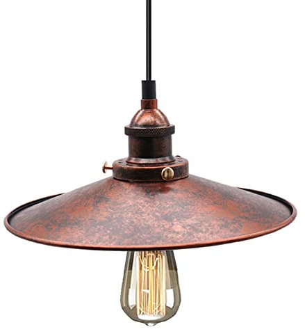 HTRUIYATY Industrial Vintage Lámpara Colgante E27 Base Longitud Ajustable Retro Hierro Lampara Techo Colgante Para Comedor Bar Salon Cocina (ø26cm, Rust)