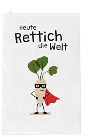 Grafik-Werkstatt Geschirrtuch |Trockentuch mit lustigem Spruch | Heute Rettich die Welt