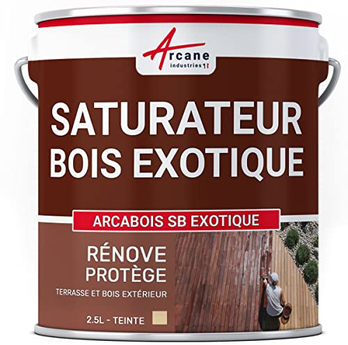 Saturateur Bois Exotique Hydrofuge Terrasse 2.5 L Naturel - Incolore | Hydrofuge Terrasses et Bois Exotiques, Nourrit en Profondeur, Incolore ou Teinté, Protège des Uv - Arcane Industries