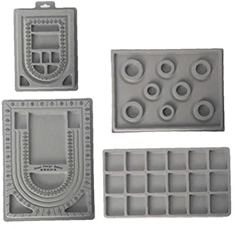 Ruluti 4 Pc-Bead Design-Brett Armband Design Brett Flocked Perlsortierbrett Halskette Perlen Verziert Schmuck Organizer Fach DIY Schmucksachen, Die Tray