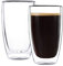 CNGLASS Double Wall Thermo Glass Cup 13.5oz/400ML Set of 2, Classic Insulated Coffee Cups, Barware, Drinkware