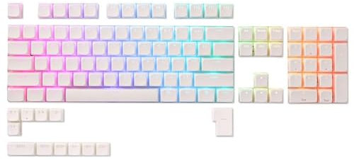 LTC LavaCaps PBT Double Shot 117-Key Pudding Keycaps Set, Translucent XDA Profile for ISO & ANSI Layout 61/68/84/87/104 Keys Mechanical Keyboard, with Keycap Puller - (Only Keycaps), White
