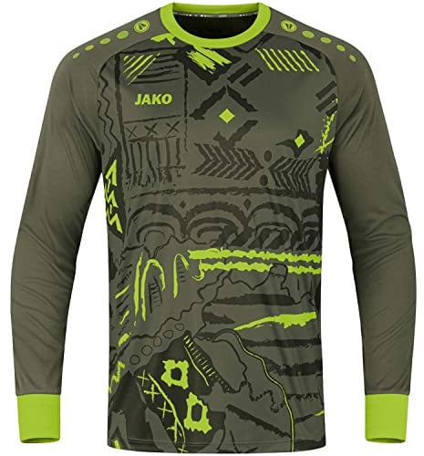 JAKO Kinder Torwart-Trikot Tropicana (Langarm), Khaki/Neongrün, 140