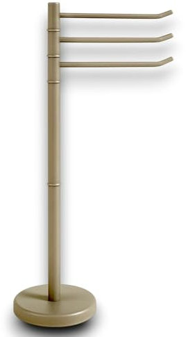 KORAT - Porta Asciugamani da Terra in Metallo – Design Moderno con 3 Bracci, 22x22x87 Cm, Salvaspazio, Made in Italy (Tortora)