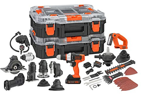 BLACK+DECKER Matrix 20V MAX Power Tool Kit, Includes Cordless Drill, 12 Accessories and Storage Case (BDCDMT1212KITC1)