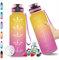 Vikaster Bouteille d'eau,Gourde sport en Tritan 1,5 litre BPA free,1500ml Gourde Sport,Étanche & Réutilisable,avec Filtre et Marqueur Temps,Bouteille sport vélo,Gym,enfants,sport JB-VC Jaune/Rose