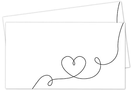 younikat 50er-Set Hochzeits-Tischkarten I Platzkarte I Namenskarten I Herz-Linien Motiv I Visitenkarten-Größe I schwarz weiß I für den besonderen Tag I Stilvoll I Hochzeit I Geschenk I dv1095