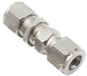 Aurorad Union de cloison 1/8 '' 1/4 '' 3/8 '' 1/2 '' 3 4 6 8 10 Tube de 12 mm 304 Raccord de Compression en Acier Inoxydable (Size : Tube OD 8mm)