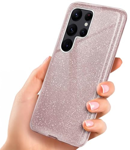 ONEFLOW Glitter Case für Samsung Galaxy S22 Ultra Glitzer Handyhülle mit Kameraschutz, Stylische Hülle Glitzernd, Dünne TPU Schutzhülle für Damen, Glitzerhülle Qi kompatibel, Rosa