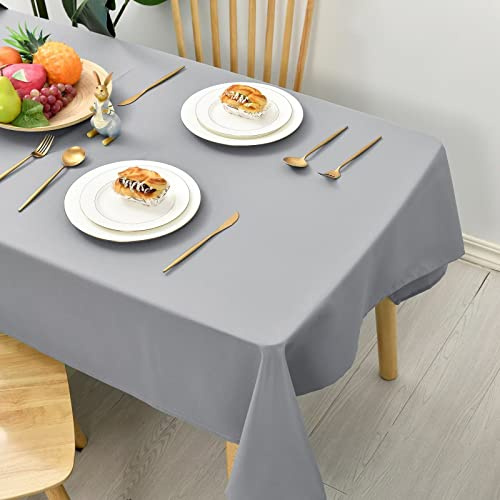 Hiasan Tischdecke Outdoor Wetterfest Abwaschbar, Hellgraue 140x280cm | Tischdecken aus Polyester, Tischtuch wasserabweisend mit Lotuseffekt, Kratzfest für Esszimmer Restaurant Party Balkon Garten
