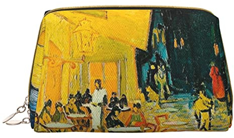 Sac à main en cuir pour femme avec fleurs roses et papillons, Café terrasse la nuit., One Size