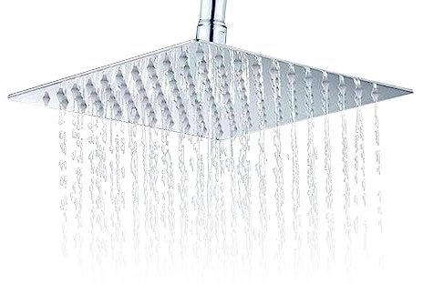 Edelstahl Kopfdusche 40x40cm Einbauduschkopf Quadratisch Silber Duschkopf Regenduschkopf Ultra flaches Brausekopf Regenwasserdusche Decke Installierbar für Badzimmer