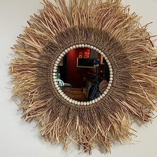 SWANELL Espejo de rafia y cuerdas naturales