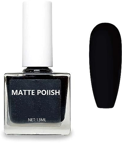 Black Matte Nail Polish - Quick Dry, 7 Days Lasting, Water-Based Formula, Odorless & Easy to Apply, No Baking Needed