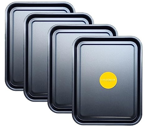 KITCHENEUR® Essentials Lot de 4 plaques de cuisson 38 cm – Facile à nettoyer – Moule anti-adhésif – Noir – Passe au lave-vaisselle et facile à nettoyer