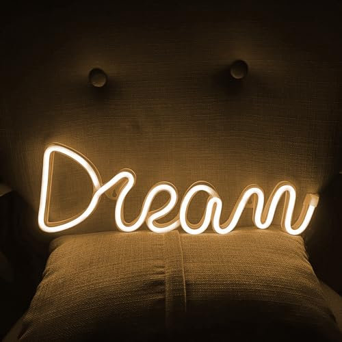 Dream Warm LED Lights - Light up Letters Neon Sign Night Light for Birthday Gifts Man Cave Bar Gaming Room Bedroom Decoration