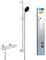GROHE Precision Trend, Duschset mit Thermostat wassersparend, 8l pro Min (Duscharmatur hält Temperatur konstant, Duschkopf 3 Strahlarten, 1,75m Schlauch, Duschstange 60cm, 3in1 Tool), chrom, 34854001