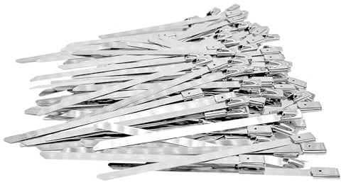 100 stück Kabelbinder Edelstahl Lang mit Zugfestigkeit,Kabel Binder uv Beständig,Cable Ties für Auspuffaufwicklung,Kabelbündelung,Gartenpflege,Fester Zaun und Markise (100mm)