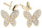 BENIFILE Butterfly Stud Earrings White Gold Plated Silver Earrings for Women Small Sparkling Cubic Zirconia Cartilage (Gold)