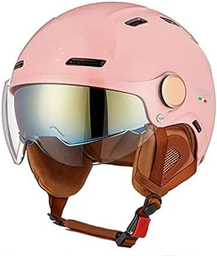 Jethelm Mit Visier ECE 22.06 Zertifiziert | Roller Helm Mopedhelm Ideal Für Motoroller & Vespa | Herren Und Damen | Komfortabler Motorradhelm C,S=55~58cm