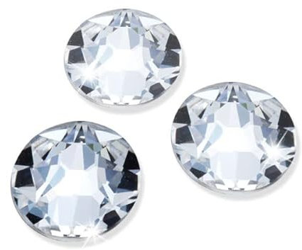 Luxoria 50 Stück Swarovski® Hotfix Kristalle, Farbe Crystal, SS12 (Ø ca. 3,2 mm) + 100 Stück Premium DMC Hotfix Strass-Steine SS12 Crystal (zum Aufbügeln)