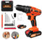 21V Cordless Drill Driver Kit with 1 Battery, 25+1 Torque & 29 Accessories - 2-Speed Electric Screwdriver, LED Light, Combi Power Tool for Home DIY, Garden, Woodworking (Orange)