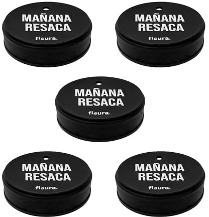 Fisura – Tapa vasos antidroga Mañana resaca 5 unidades. Protector de bebida original. Cubierta para bebidas reutilizable. Protección de vaso antiderrame hecho de silicona. 5 unidades