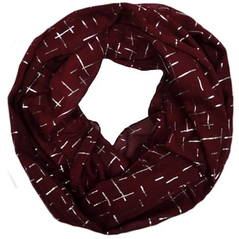 Seide Loop Schal Loopschal Halstuch Schals Rundschal Schlauchschal Tücher Damenschal glitzer Damen (Weinrot)