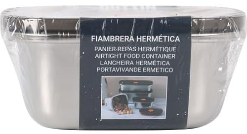 Quttin | Fiambrera Hermética Acero Inoxidable 1000ml Conservación de Alimentos - Fiambrera Hermética con Cierre Hermético y Seguro
