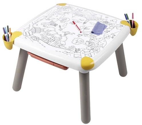 Smoby - Kid Table Creative - Table de Dessin Effaçable - Activité Artistique - Jeu Educatif - Dessiner, Colorier, Peindre - 2 Coloriages Inclus - A Partir de 3 Ans - Fabrication Française
