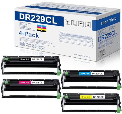 DR229CL Drum Unit 4-Pack Replacement for Brother DR229 TN229 DR-229CL Drum Unit Works with MFC-L3780CDW MFC-L3720CDW HL-L3220CDW HL-L3280CDW Printer (Not Toner)