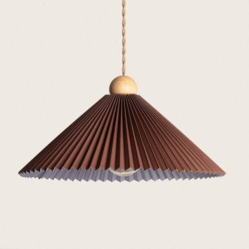 LEDKIA Pendelleuchte Holz und Stoff Luanda Braun