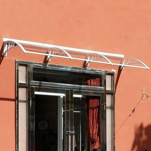 Vordach Für Haustür Transparentes Vordach Haustür Wetterfest Schneeschutz Rundbogenvordach Aluminium-Vordach Überdachung Haustürvordach Weiße Halterung (Size : 80x260cm)