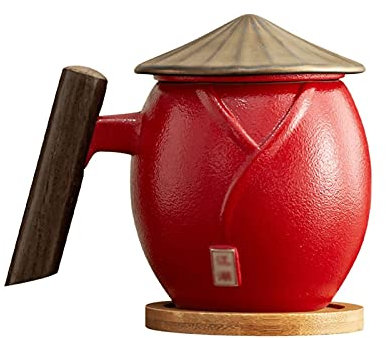 mug (mot emprunté) Coupe de café de taille moyenne en céramique avec poignée et couvercle, cupule à thé filaire, tasse d'eau de bureau, très appropriée pour les collectionneurs de loisir en céramique