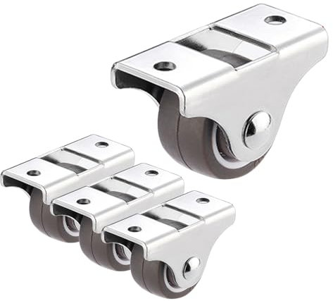 DQRMVV 4PCS Kleine Bockrollen Ohne Bremse, Schwarz, Braun, Tellerrollen, Möbelersatzrollen, Gummiräder, Schubladenrollen, 4 Größen(Size:1.25inch(32mm),Color:Braun)